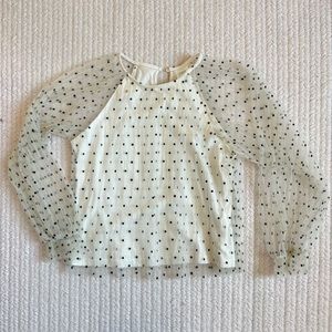Zara Polka Dot Long Sleeve Organza Blouse Size 9